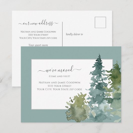 We hebben de nieuwe Blauwgroen Thuisscriptpijnstru Briefkaart (Voorkant / Achterkant)