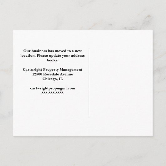 We hebben de professionele adreswijziging van Kant Aankondigingskaart (Achterkant)