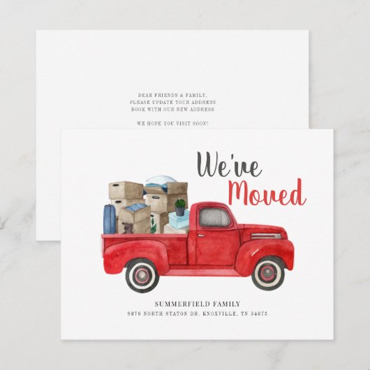 We hebben de Red Truck Moving van de Waterverf van (Voorkant / Achterkant)