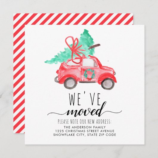 We hebben de rode kerstboom verplaatst aankondiging (Voorkant / Achterkant)