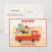 We hebben de rode vrachtwagen op de weg verplaatst aankondigingskaart (Voorkant / Achterkant)