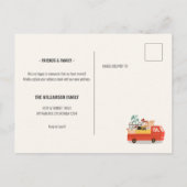 We hebben de rode vrachtwagen op de weg verplaatst aankondigingskaart (Achterkant)