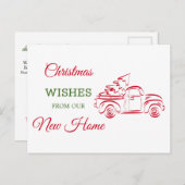 We hebben de roodkerstlijnkunst verplaatst feestdagenkaart (Voorkant / Achterkant)