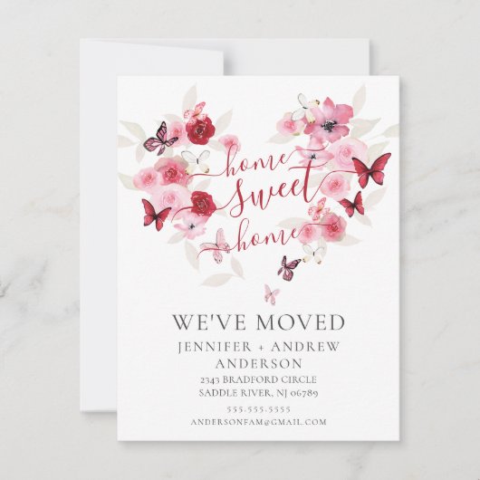 We hebben de roze Floral Moving Announcement verpl Kaart (Voorkant)