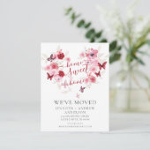 We hebben de roze Floral Moving Announcement verpl Kaart (Staand voorkant)