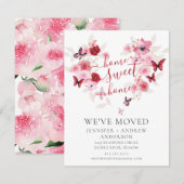 We hebben de roze Floral Moving Announcement verpl Kaart (Voorkant / Achterkant)