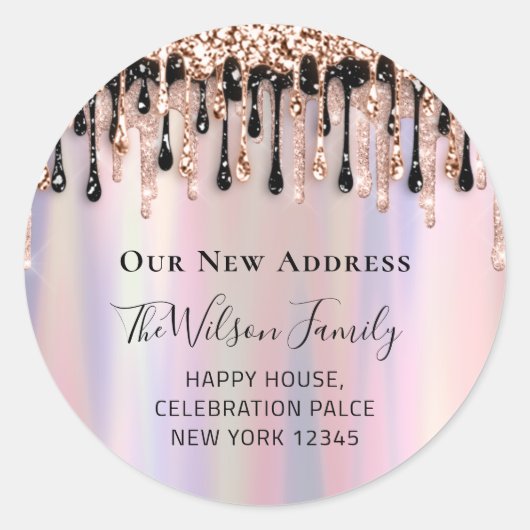 We hebben de RSVP-wijziging van het nieuwe adresro Ronde Sticker (Voorkant)