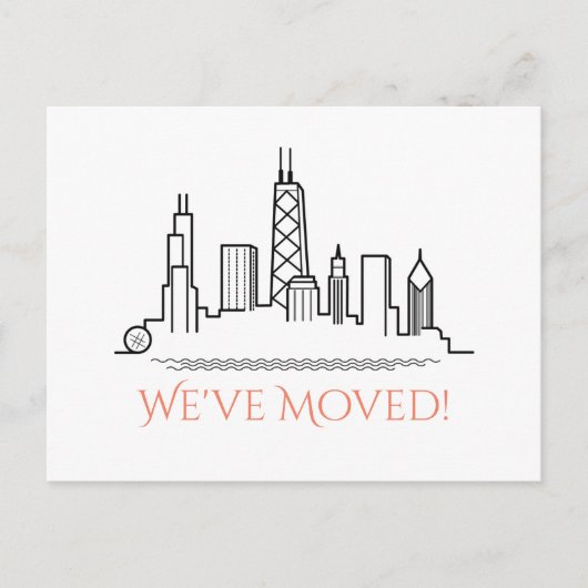 We hebben de skyline van Chicago verplaatst Aankondigingskaart (Voorkant)