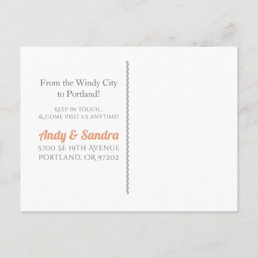 We hebben de skyline van Portland City verplaatst Aankondigingskaart (Achterkant)