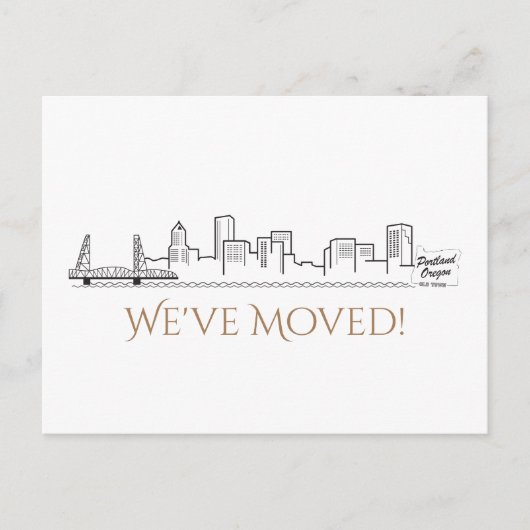We hebben de skyline van Portland City verplaatst Aankondigingskaart (Voorkant)