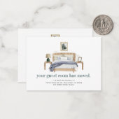 We hebben de slaapkamer verplaatst notitiekaartje (Voorkant / Achterkant in situ)