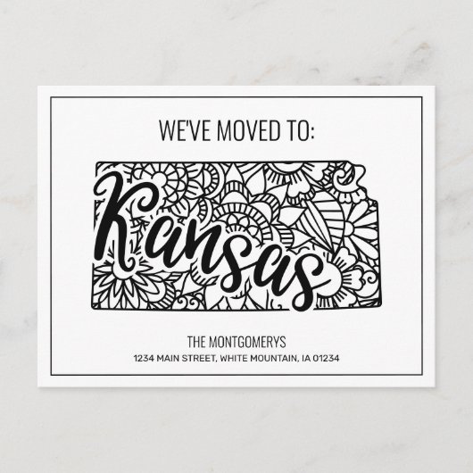 We hebben de staat Floral Mandala Kansas verplaats Aankondigingskaart (Voorkant)