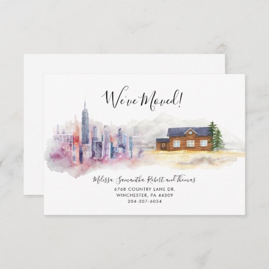 We hebben de stad naar het land verplaatst notitiekaartje (Voorkant / Achterkant)