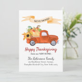 We hebben de Thanksgiving pompoenwagen verplaatst Aankondiging (Staand voorkant)