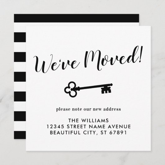 We hebben de toetssteen New Home Address Stripe Mo Aankondiging (Voorkant / Achterkant)