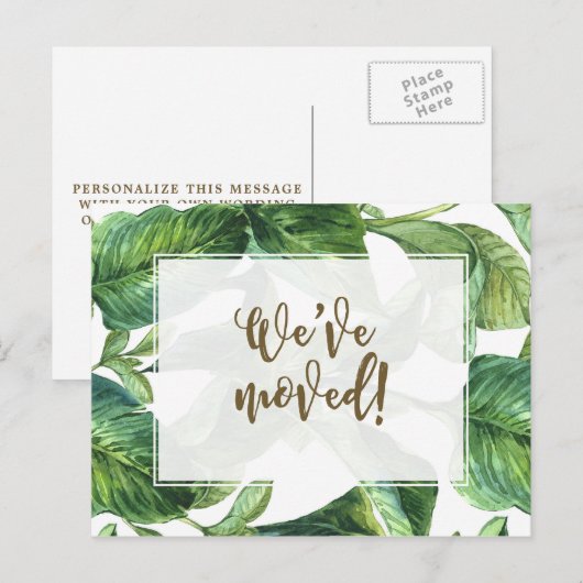 We hebben de tropische palmverandering van adres v uitnodiging briefkaart (Voorkant / Achterkant)