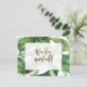 We hebben de tropische palmverandering van adres v uitnodiging briefkaart (Staand voorkant)