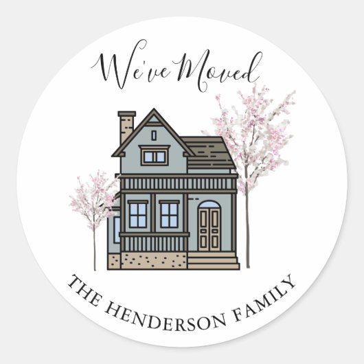 We hebben de Victoriaans House Moving Announcement Ronde Sticker (Voorkant)