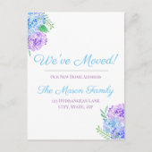 We hebben de Waterverf Hydrangeas Nieuw Adres verp Aankondigingskaart (Voorkant)