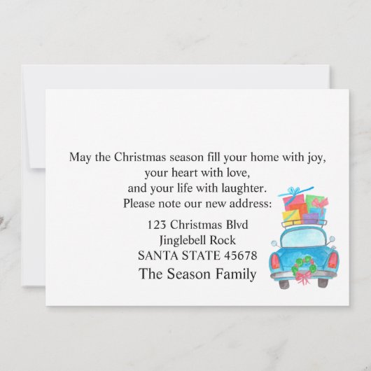 We hebben de waterverf kerstkaart verplaatst kaart (Achterkant)