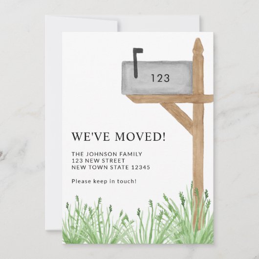 We hebben de Waterverf Mailbox verhuisaankondiging Aankondiging (Voorkant)