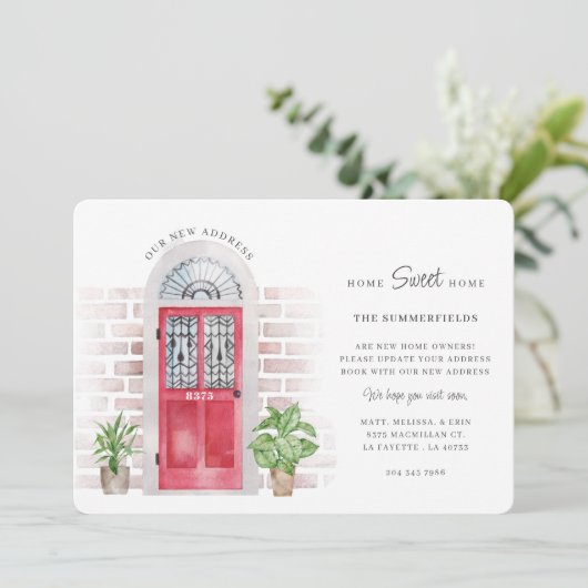 We hebben de Waterverf met de chique rode deur ver Aankondiging (Staand voorkant)