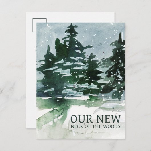 We hebben de Waterverf van het dennenbos verplaats Aankondigingskaart (Voorkant / Achterkant)