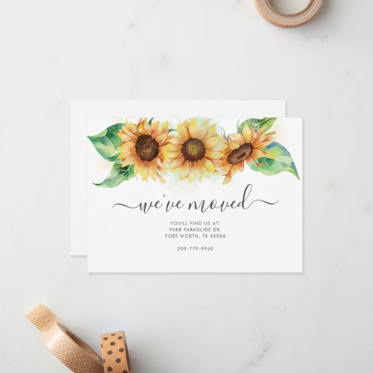 We hebben de Waterverf van zonnebloemen verplaatst Notitiekaartje (Voorkant / Achterkant in situ)