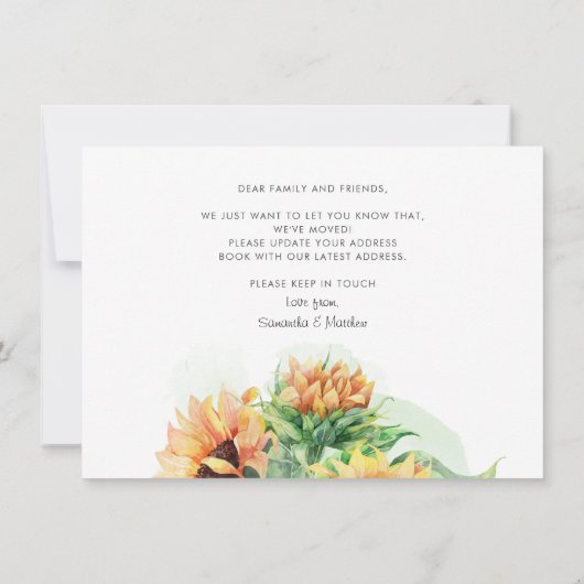 We hebben de Waterverf van zonnebloemen verplaatst Notitiekaartje (Achterkant)