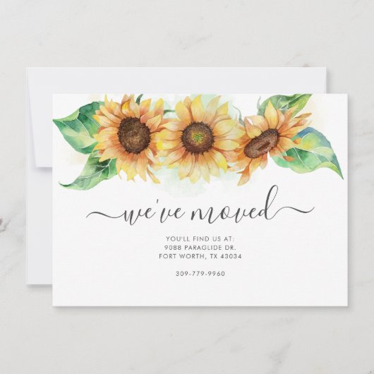 We hebben de Waterverf van zonnebloemen verplaatst Notitiekaartje (Voorkant)