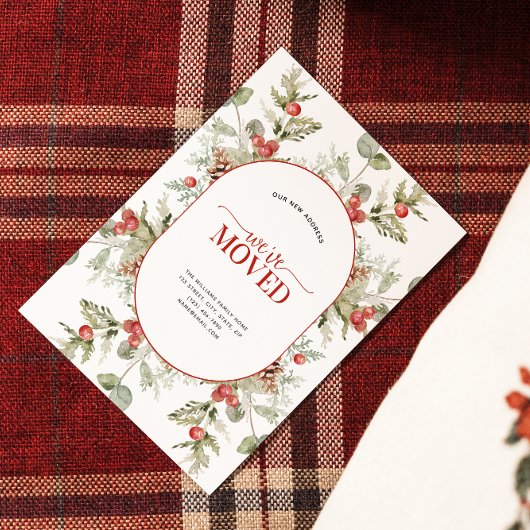 We hebben de Winterpine Berry Moving Announcement  Feestdagenkaart