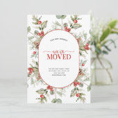 We hebben de Winterpine Berry Moving Announcement  Feestdagenkaart (Staand voorkant)