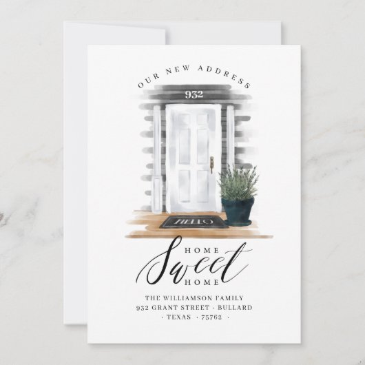 We hebben de witte voordeur van Waterverf Hamptons Aankondiging (Voorkant)