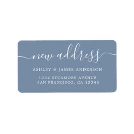 We hebben Denim Blue New Address-label verplaatst Etiket