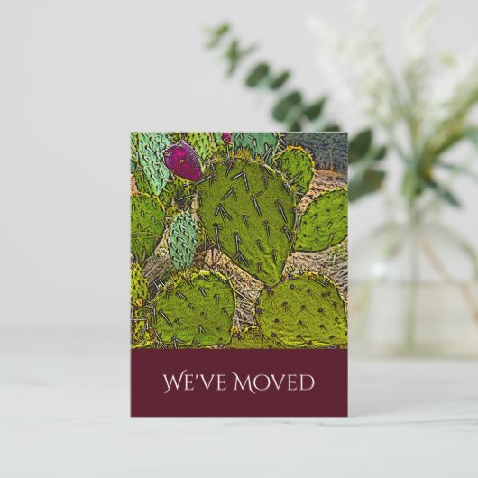 We hebben Desert Cactus New Home Moving verplaatst Aankondigingskaart (Staand voorkant)