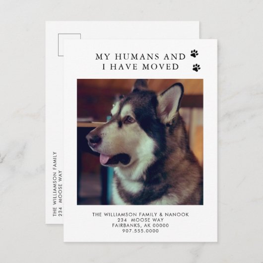 We hebben Dog Photo New Address Dog Moving Aankondigingskaart (Voorkant / Achterkant)