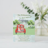 We hebben Dog Red Truck County Floral Move Aankondiging (Staand voorkant)