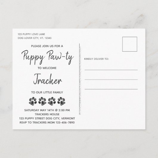 We hebben Dog Rescue New Pet Pawty uitnodiging aan (Achterkant)