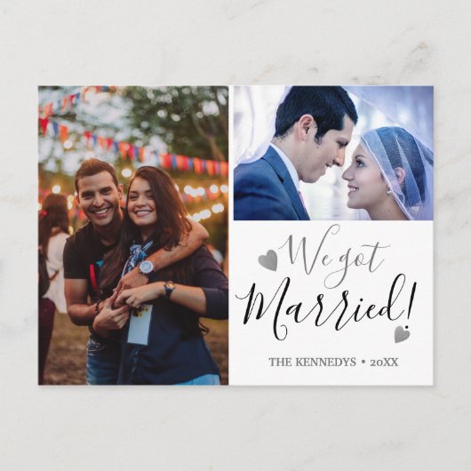 We hebben een 2 foto-bruiloft aangekondigd aankondigingskaart (Voorkant)