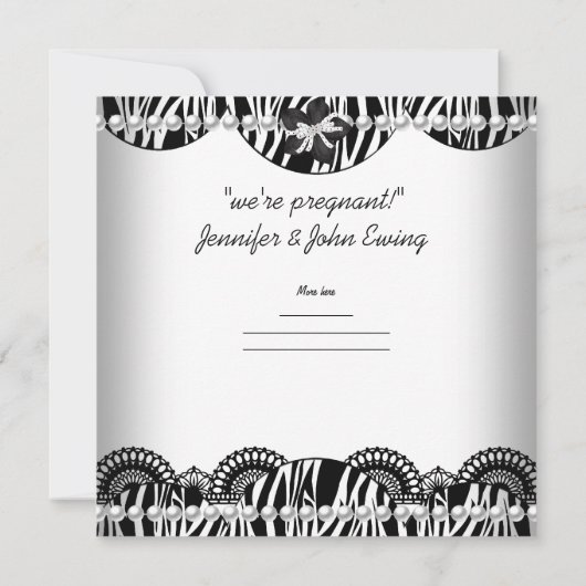We hebben een BABY. Black White Zebra Verwacht Aankondiging (Achterkant)