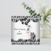 We hebben een BABY. Black White Zebra Verwacht Aankondiging (Staand voorkant)