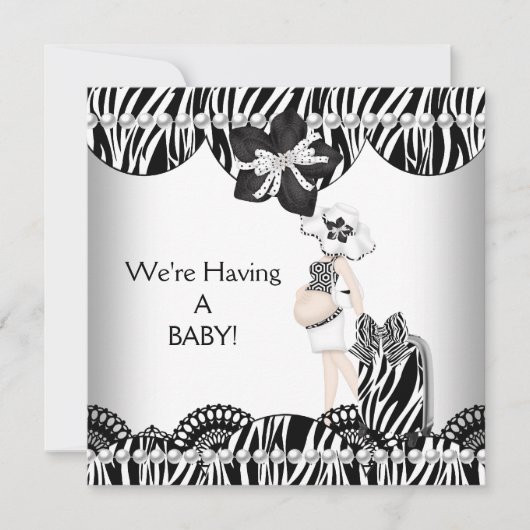 We hebben een BABY. Black White Zebra Verwacht Aankondiging (Voorkant)