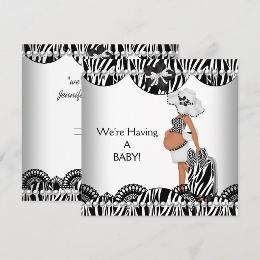 We hebben een BABY. Black White Zebra Verwacht Aankondiging (Voorkant / Achterkant)