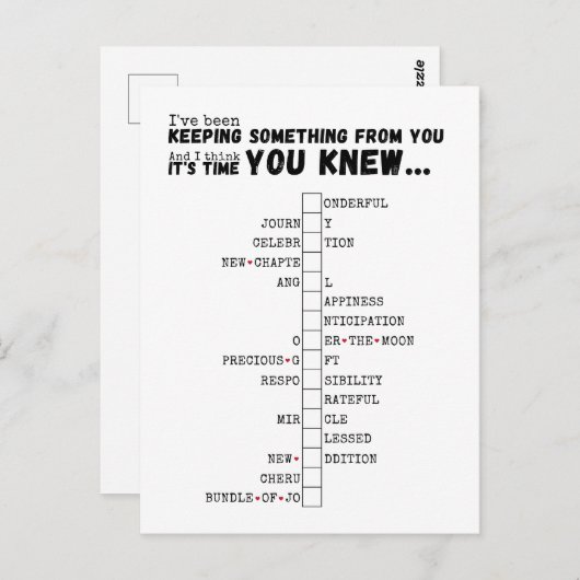 We hebben een Baby - Complete en onthullen puzzel Briefkaart (Voorkant / Achterkant)