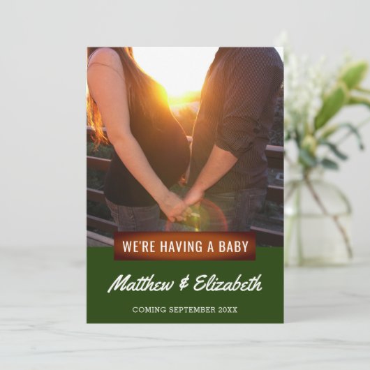 We hebben een Baby | Foto zwangerschap aankondigin Aankondiging (Staand voorkant)