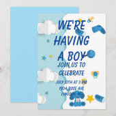 We hebben een Baby shower van de Jongen Uitnodigin Kaart (Voorkant / Achterkant)