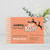 We hebben een baby shower van een jongen. kaart (Staand voorkant)