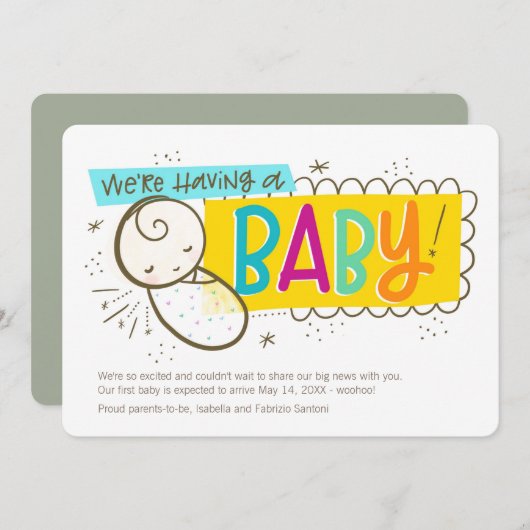 We hebben een Baby, Zwangerschap Aankondiging (Voorkant / Achterkant)