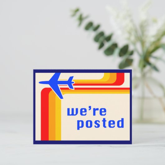 we hebben een bericht geplaatst : retro stripes aankondigingskaart (Staand voorkant)