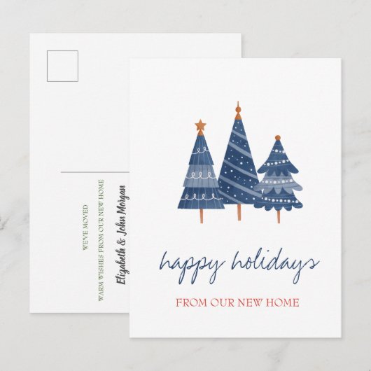 We hebben een blauwe kerstboomvakantie gemaakt. aankondigingskaart (Voorkant / Achterkant)